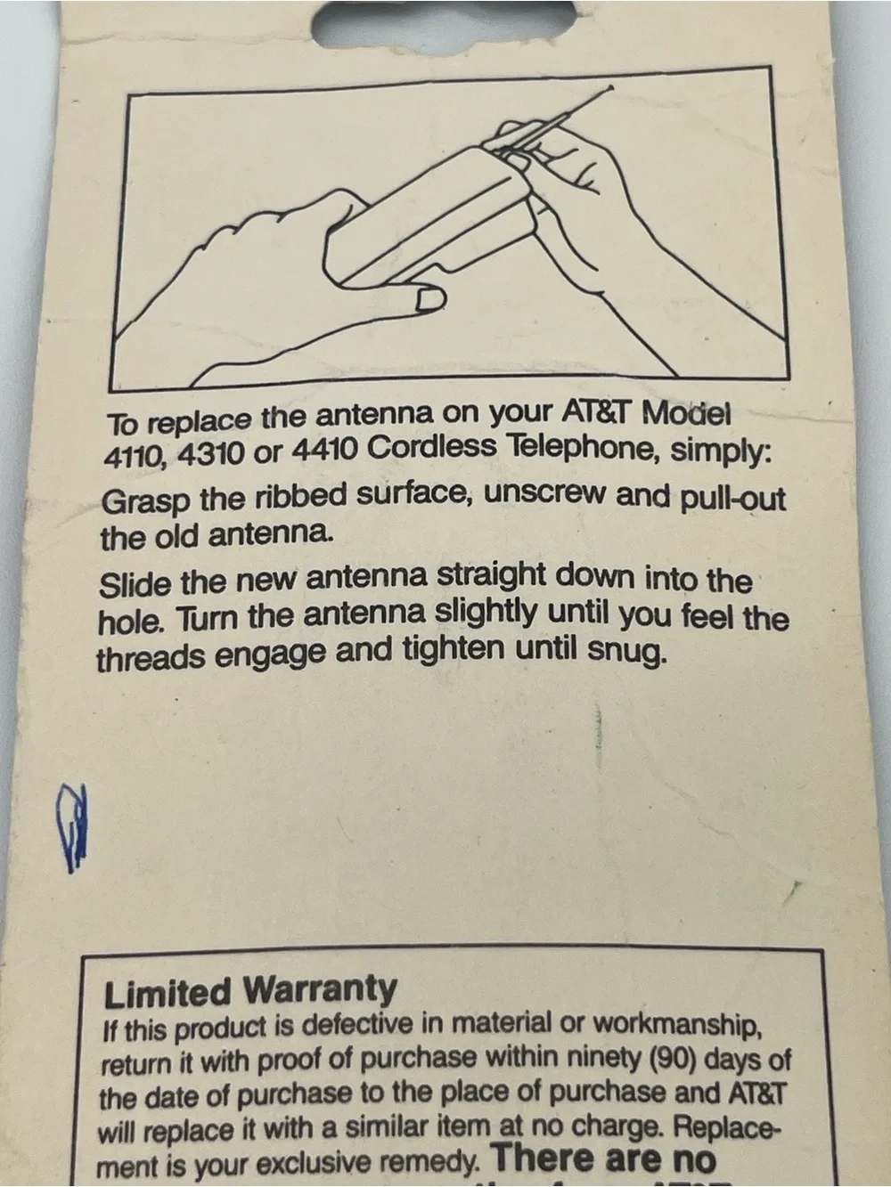 Vintage 80s AT&T Replacement Telescopic Antenna for Cordless Phones